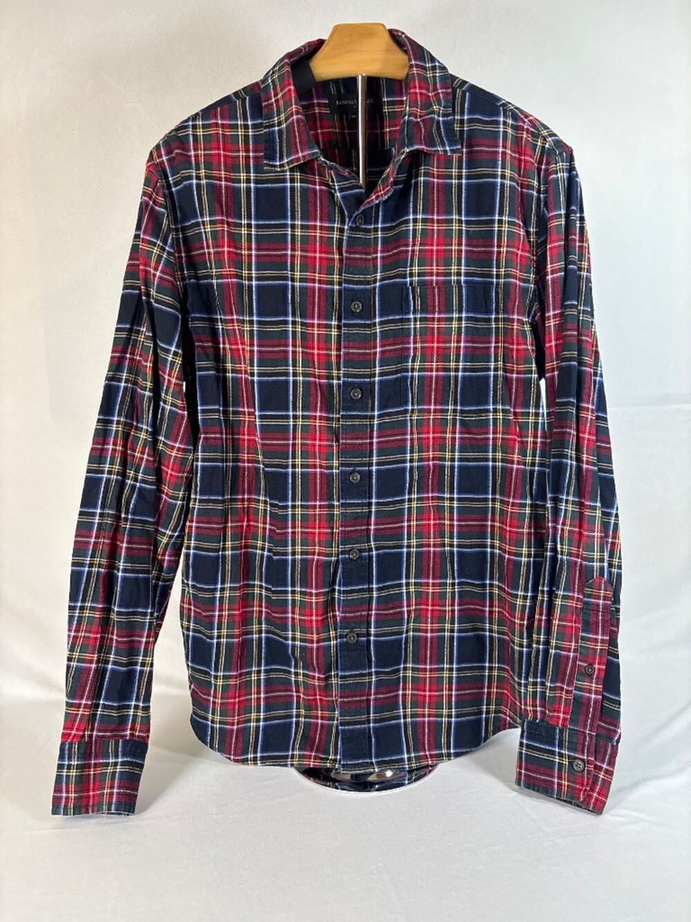Banana Republic Untucked Fit Plaid Flannel Shirtโ Men's M Tartan Classic